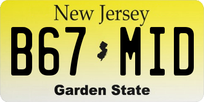NJ license plate B67MID