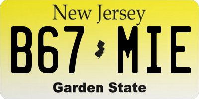 NJ license plate B67MIE