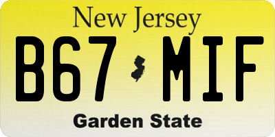 NJ license plate B67MIF