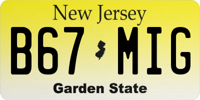 NJ license plate B67MIG