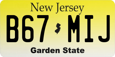 NJ license plate B67MIJ