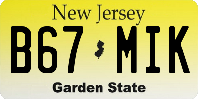 NJ license plate B67MIK