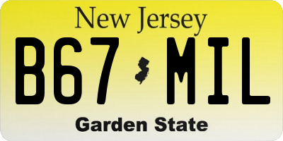 NJ license plate B67MIL