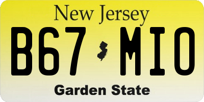 NJ license plate B67MIO