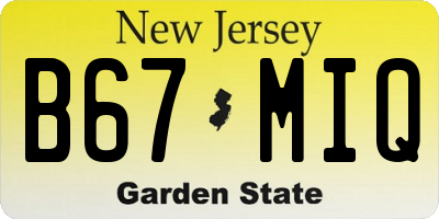 NJ license plate B67MIQ