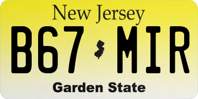 NJ license plate B67MIR
