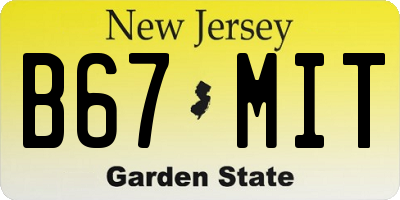 NJ license plate B67MIT