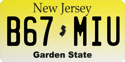 NJ license plate B67MIU