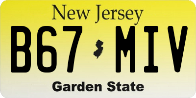 NJ license plate B67MIV
