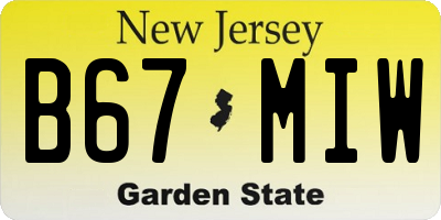 NJ license plate B67MIW