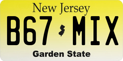 NJ license plate B67MIX