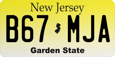 NJ license plate B67MJA