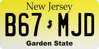 NJ license plate B67MJD