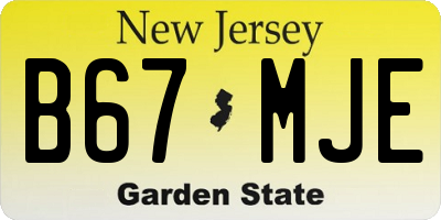 NJ license plate B67MJE