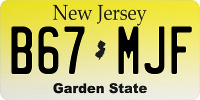 NJ license plate B67MJF