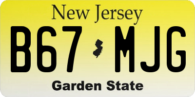 NJ license plate B67MJG