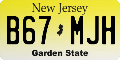 NJ license plate B67MJH