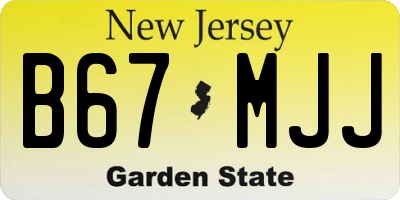 NJ license plate B67MJJ