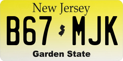 NJ license plate B67MJK