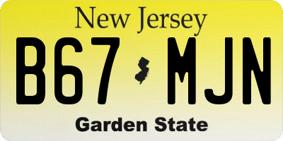 NJ license plate B67MJN