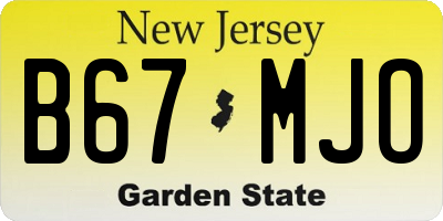 NJ license plate B67MJO