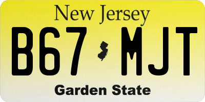 NJ license plate B67MJT
