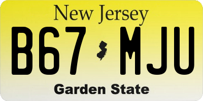NJ license plate B67MJU