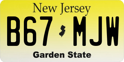 NJ license plate B67MJW