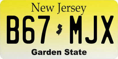 NJ license plate B67MJX