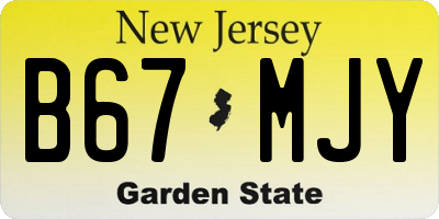 NJ license plate B67MJY