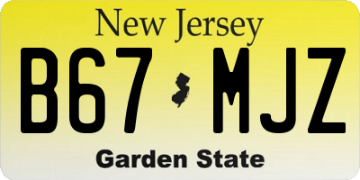 NJ license plate B67MJZ