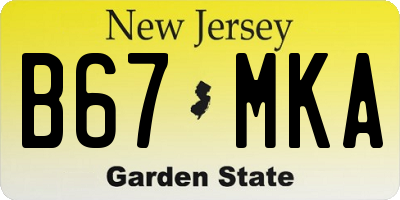 NJ license plate B67MKA