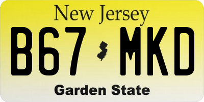 NJ license plate B67MKD