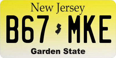 NJ license plate B67MKE