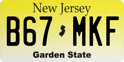 NJ license plate B67MKF