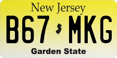 NJ license plate B67MKG