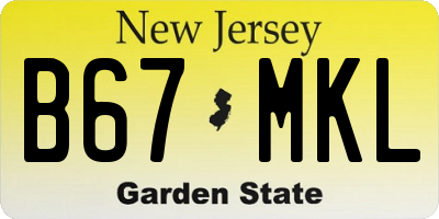 NJ license plate B67MKL