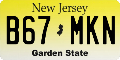 NJ license plate B67MKN