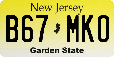 NJ license plate B67MKO