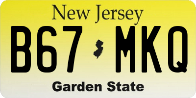 NJ license plate B67MKQ