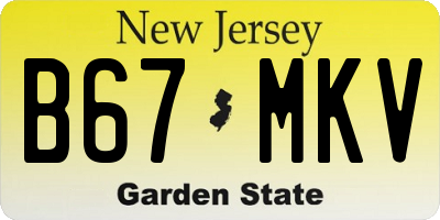 NJ license plate B67MKV