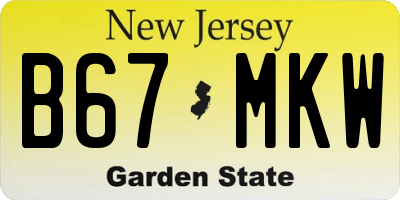 NJ license plate B67MKW