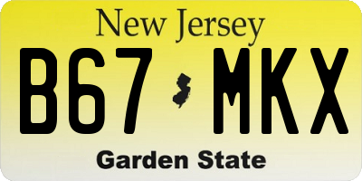 NJ license plate B67MKX