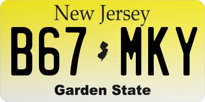 NJ license plate B67MKY