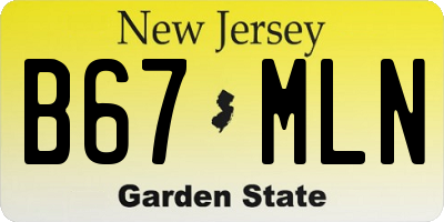 NJ license plate B67MLN