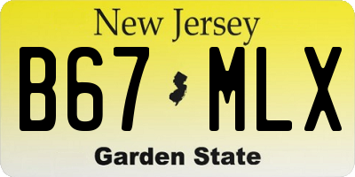 NJ license plate B67MLX