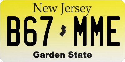 NJ license plate B67MME