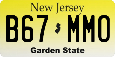 NJ license plate B67MMO