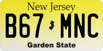 NJ license plate B67MNC