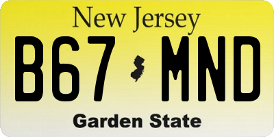 NJ license plate B67MND